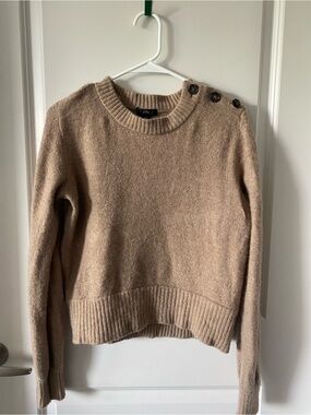 J. Crew Button-Shoulder Camel Crewneck Sweater